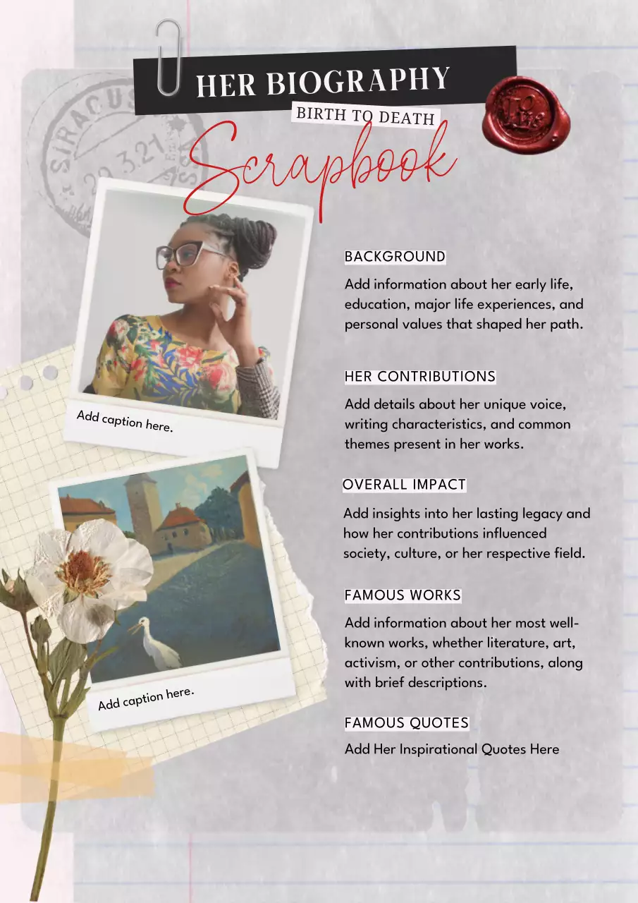 Beige Vintage Biography Scrapbook Poster
