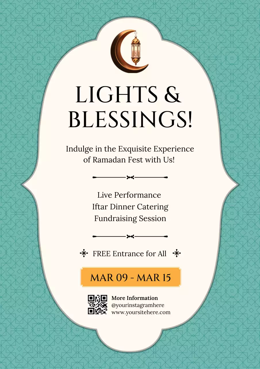 Teal Traditional Ramadan Event Poster