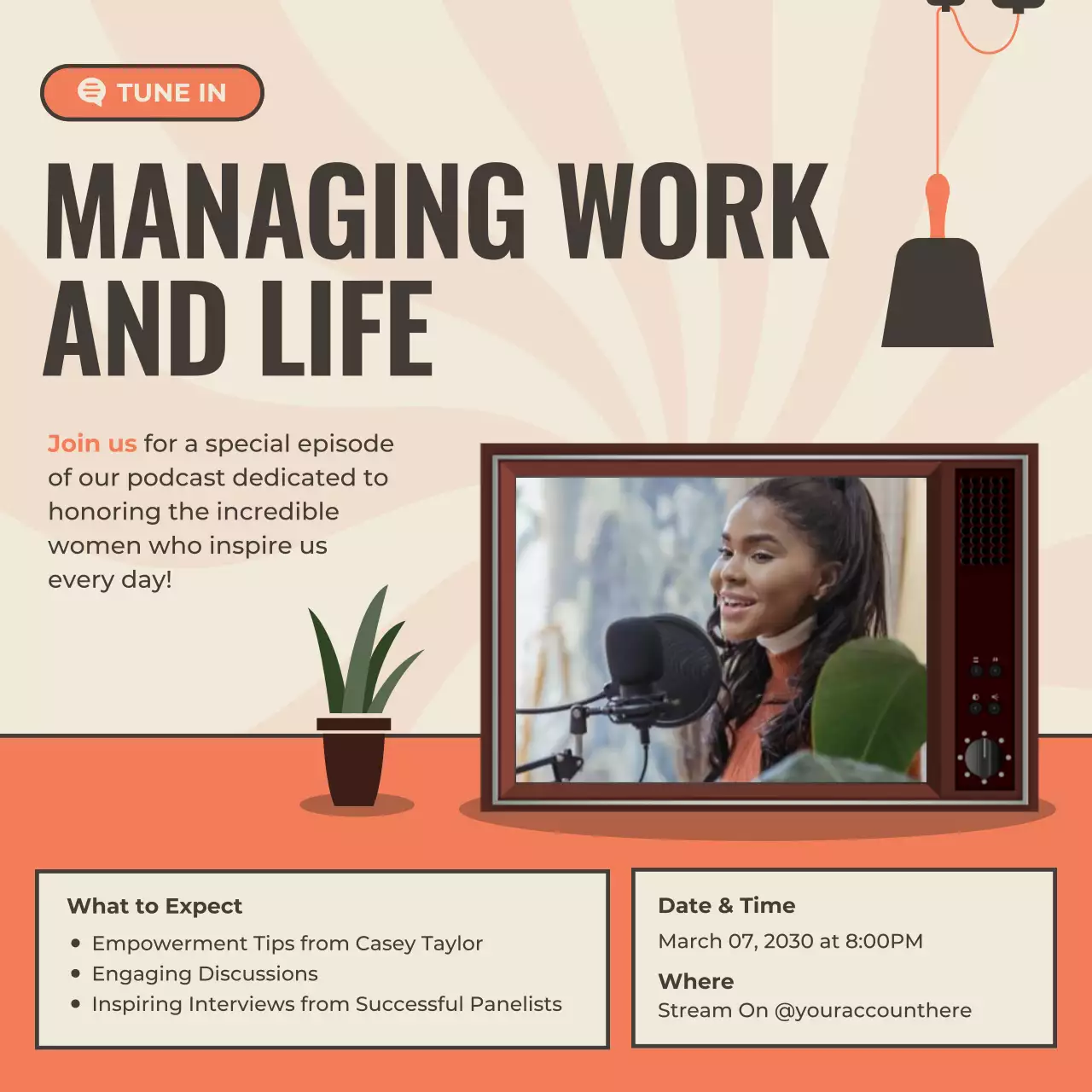 Beige Modern Podcast Announcement Social Media Post