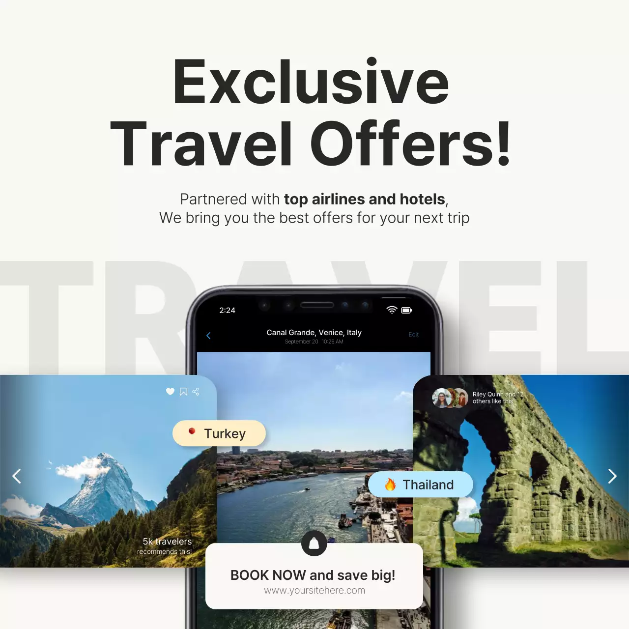 Beige Modern Travel Promotion Social Media Post