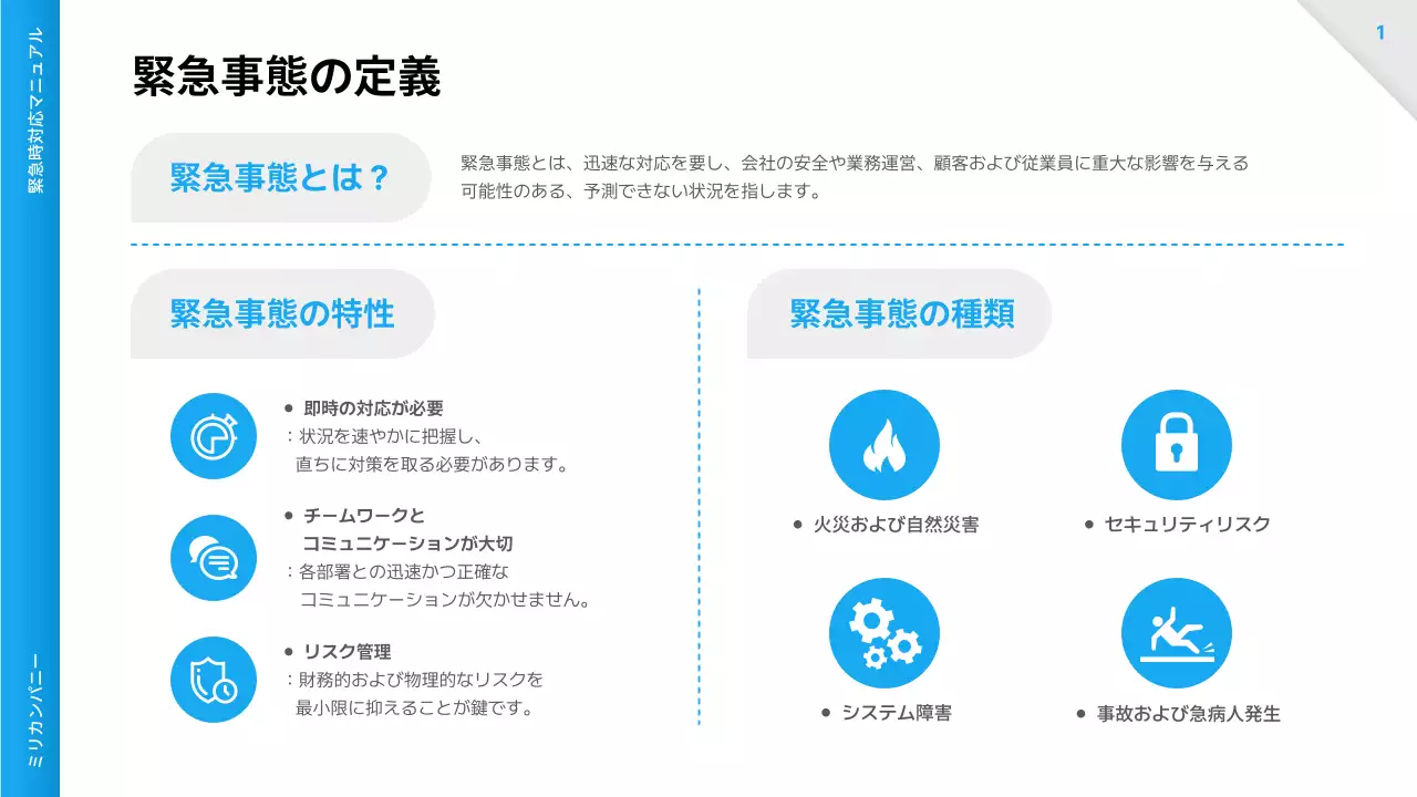 青 シンプル マニュアル ドキュメント プレゼンテーション