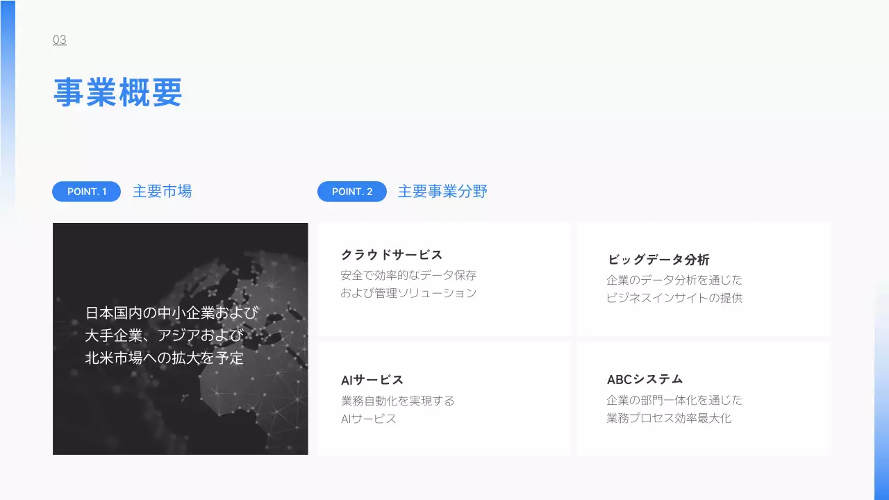 青 シンプル 会社案内 プレゼンテーション