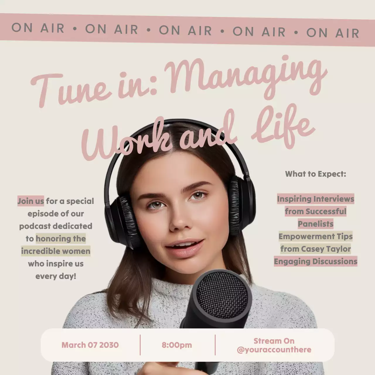 Beige Modern Podcast Promotion Social Media Post