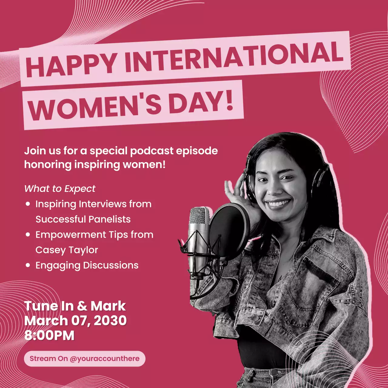 Pink Trendy Podcast Promotion Social Media Post