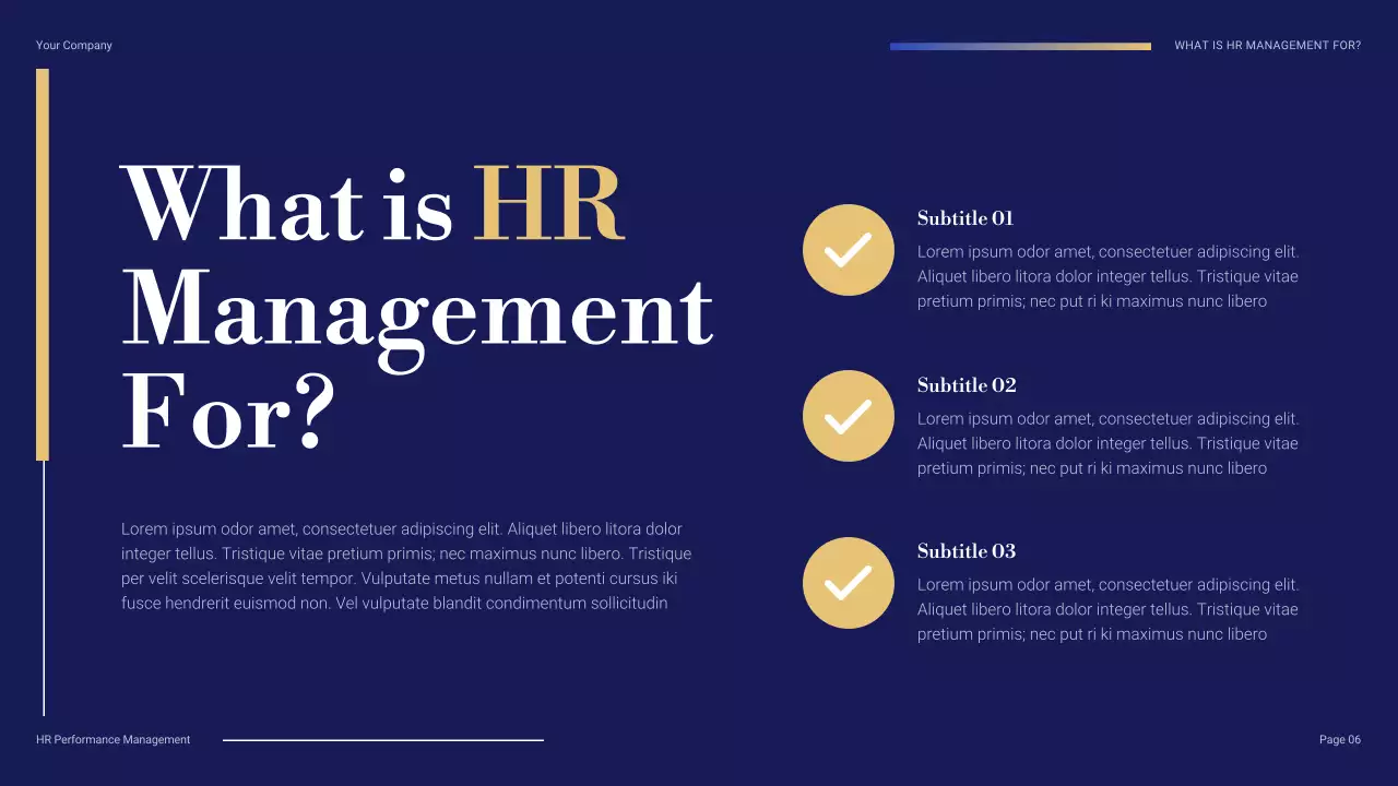 Navy Professional HR Management Presentation