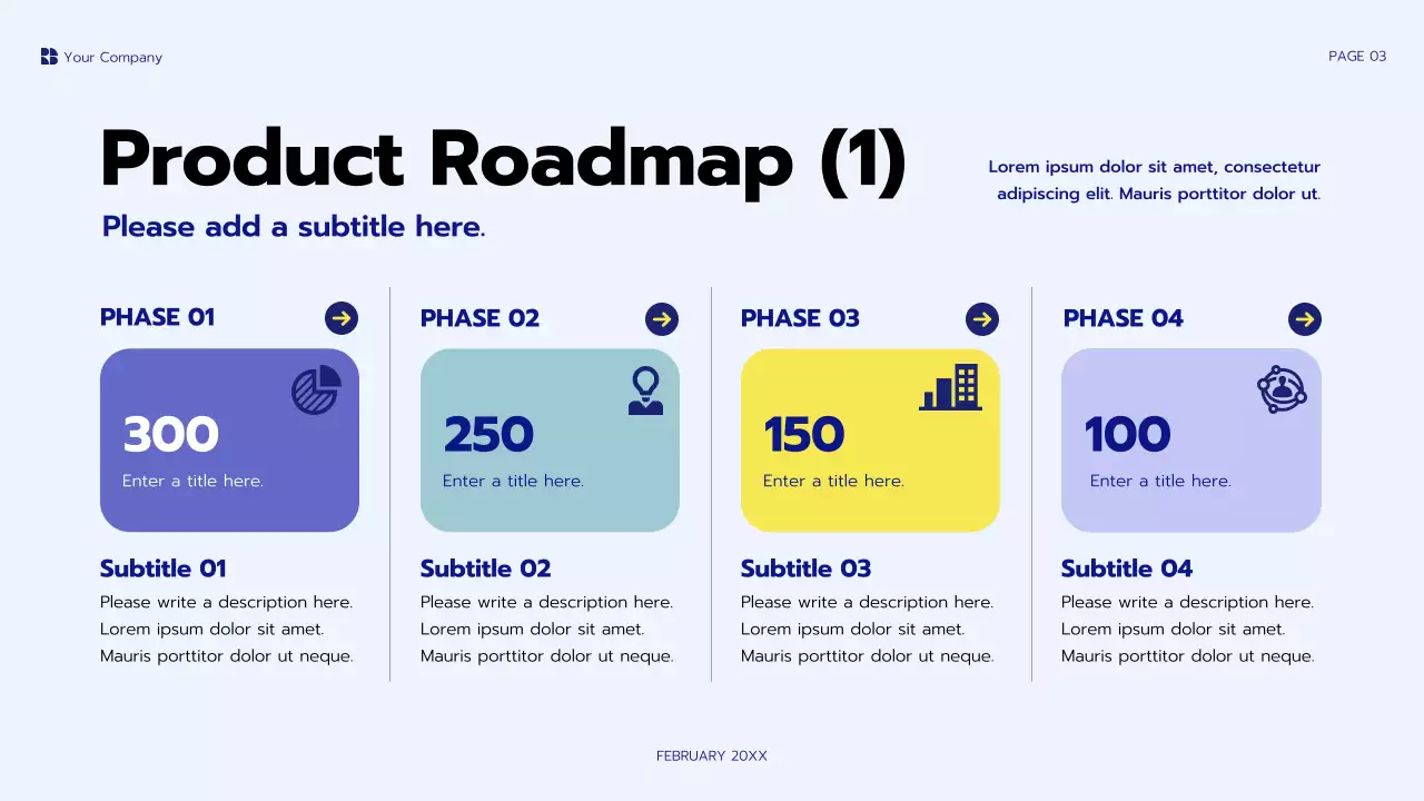 Blue Modern Project Roadmap Presentation