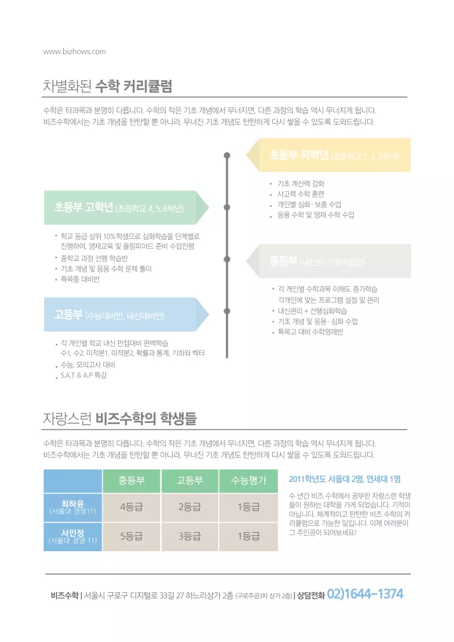 흰색의 깔끔한 수학학원 홍보