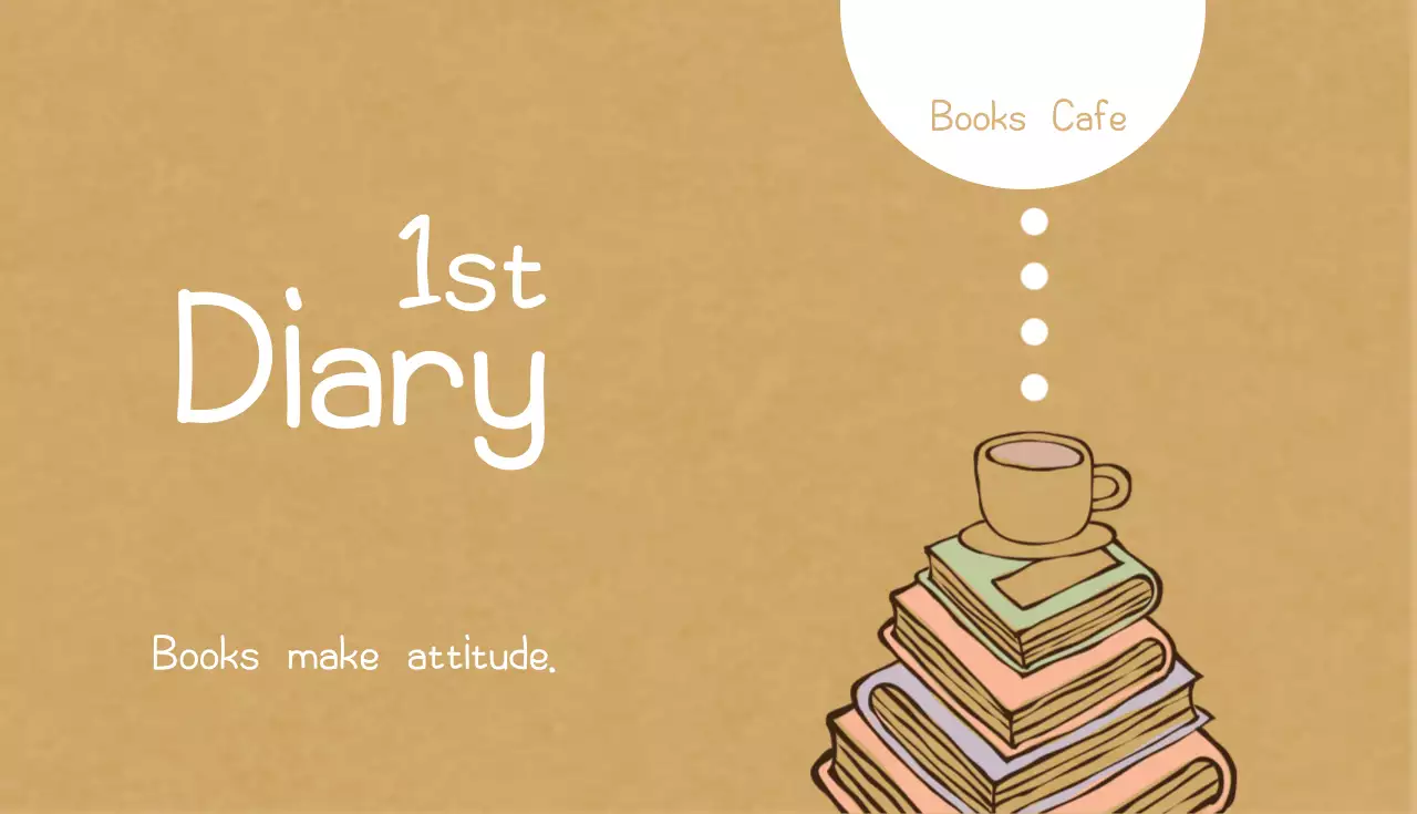 갈색의 책과 컵 일러스트가 있는 빈티지한 컨셉의 커피 스템프 카드