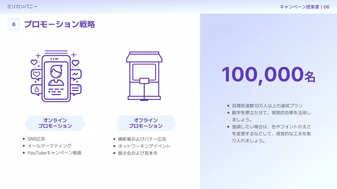 青 シンプル マーケティング 企画書 プレゼンテーション