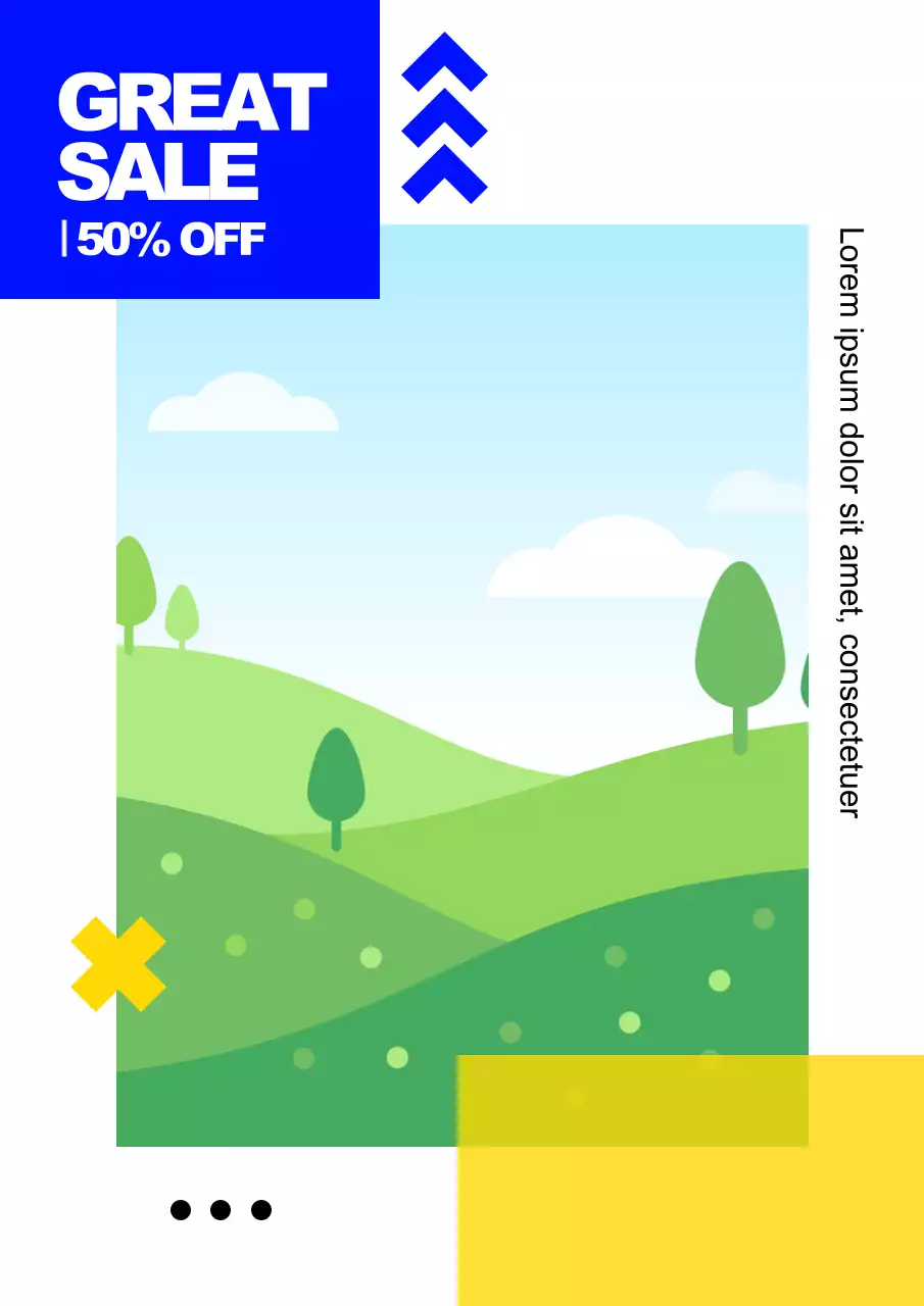 파란색과 노란색의 사진이 들어가는 다양한 레이아웃