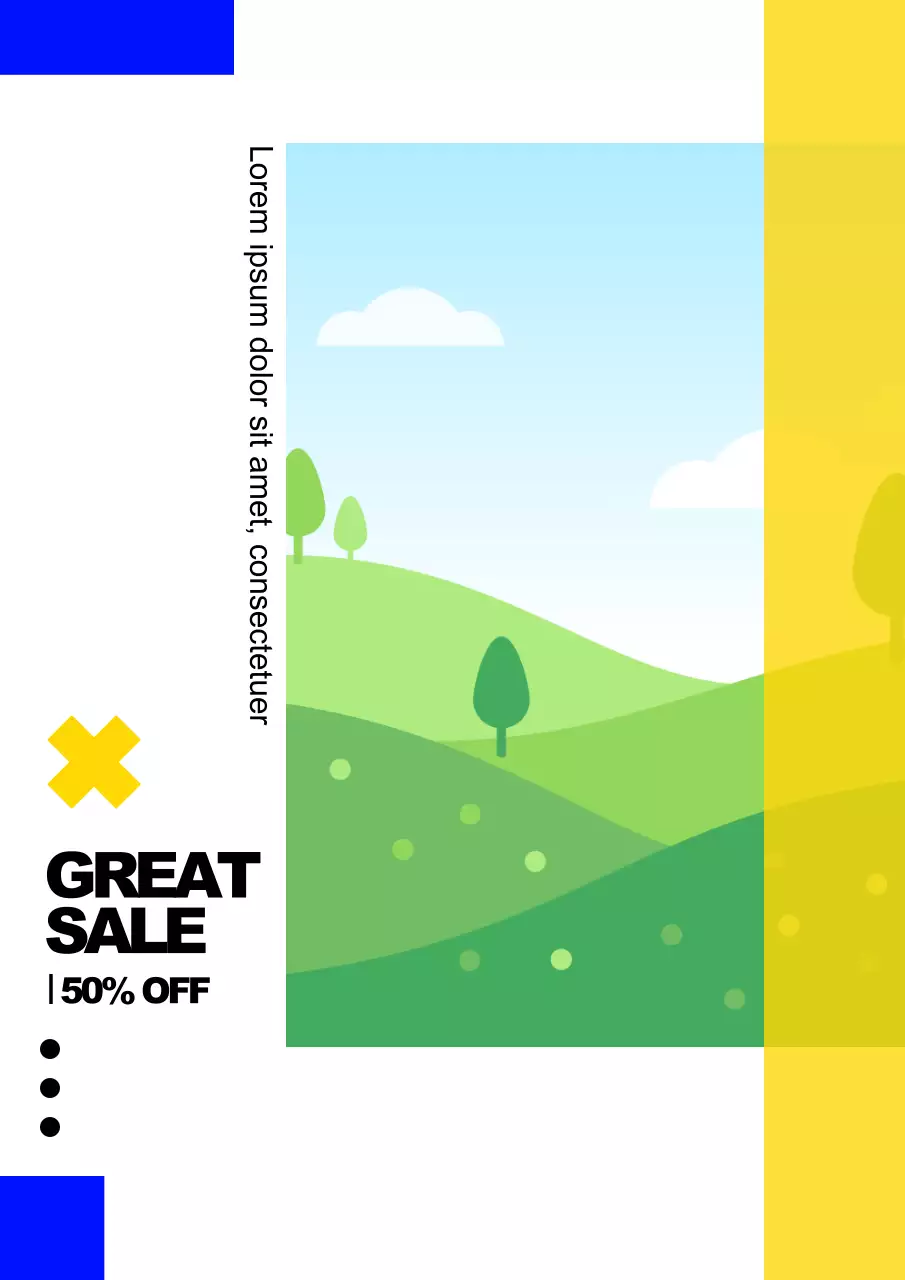 파란색과 노란색의 사진이 들어가는 다양한 레이아웃