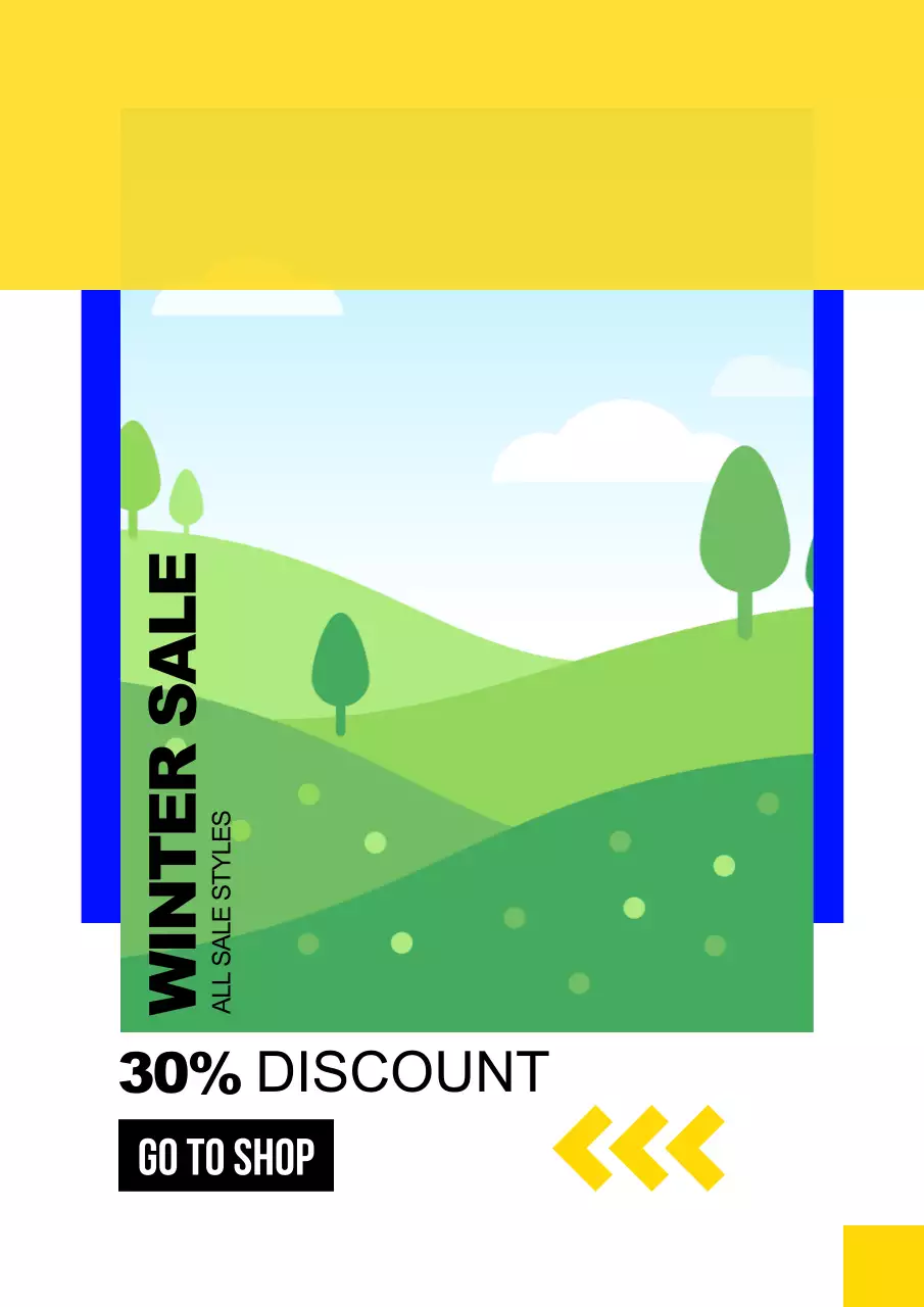 파란색과 노란색의 사진이 들어가는 다양한 레이아웃