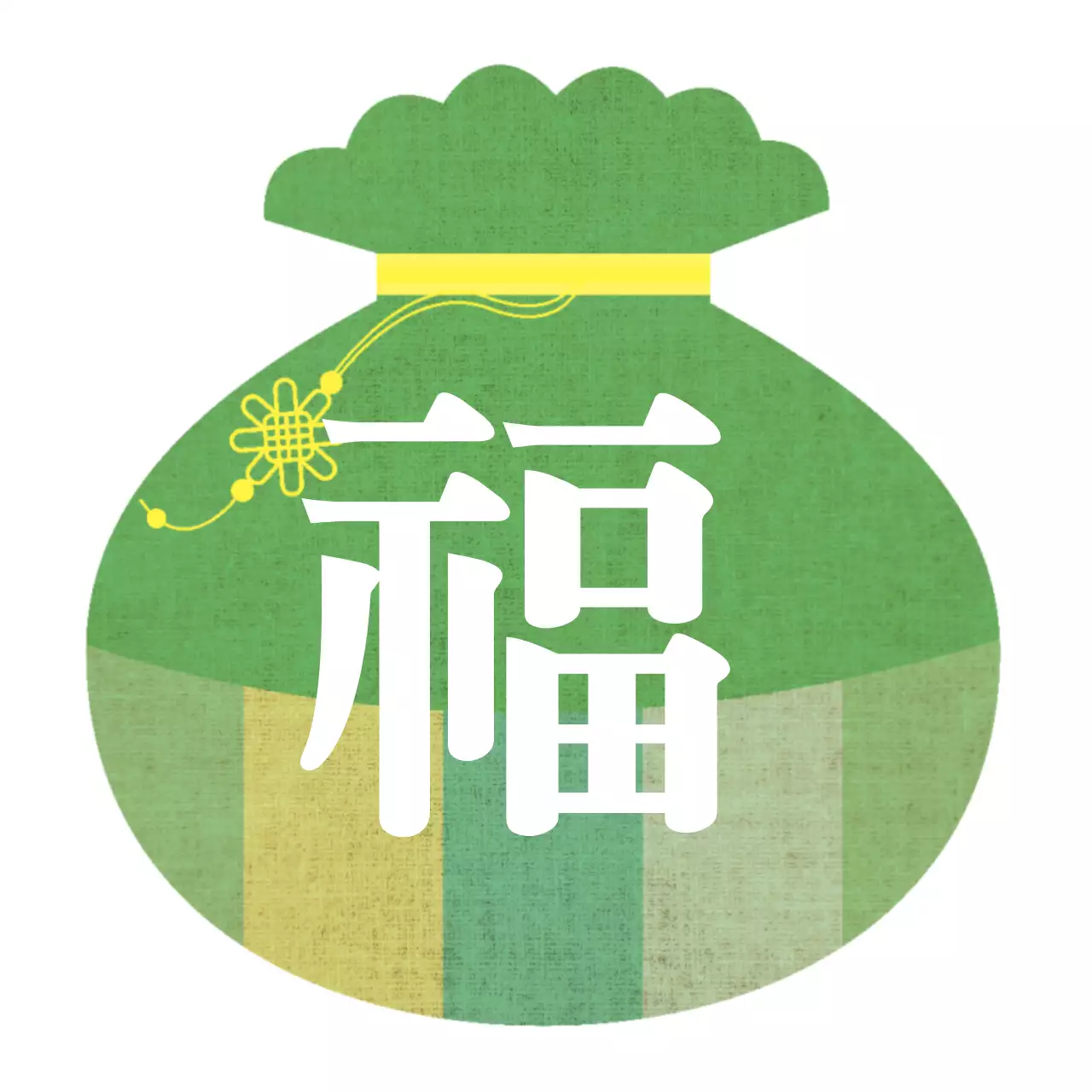 흰색 초록색 복주머니 일러스트 