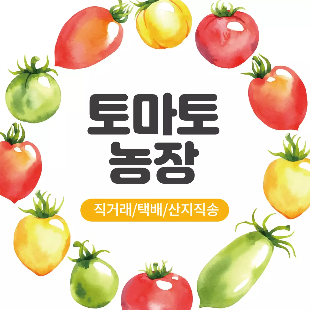 주황색 일러스트 수채화 농산물 농장