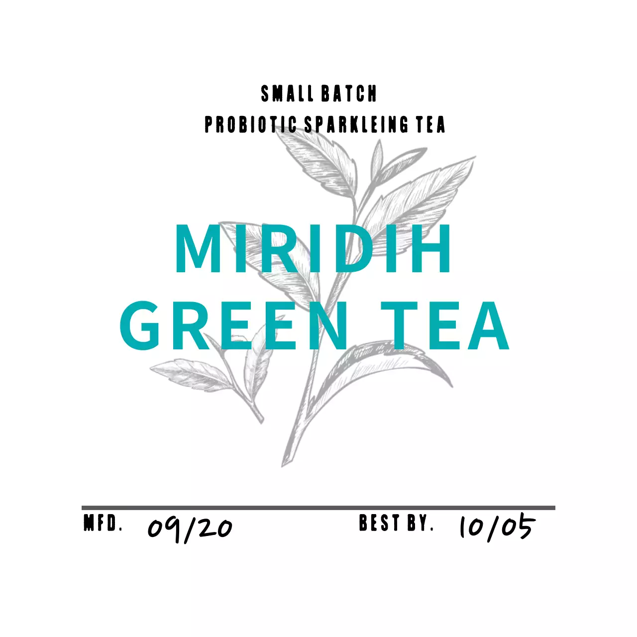 파란색 일러스트 깔끔한 카페 녹차 차 라벨 