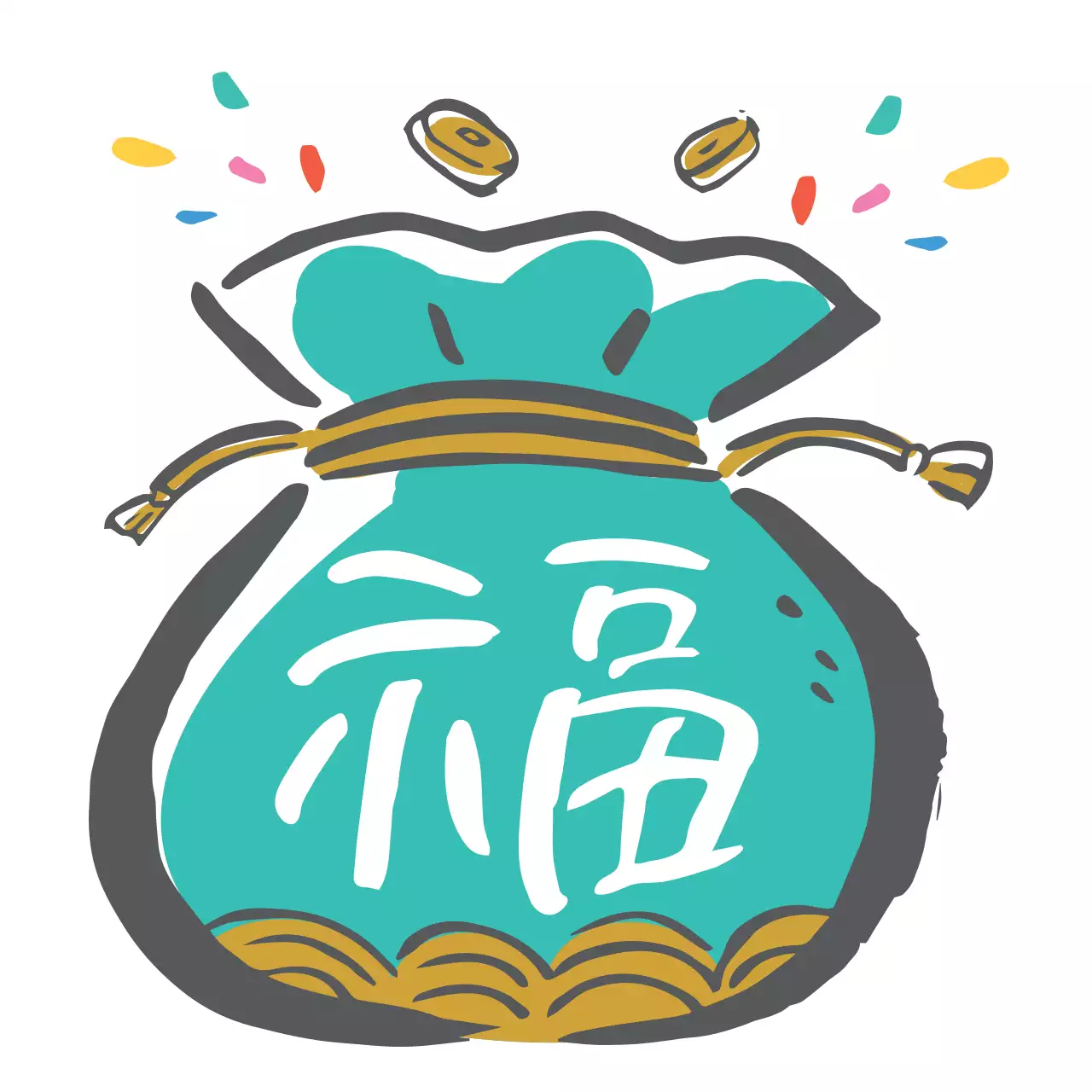 연한하늘색 복주머니 일러스트 