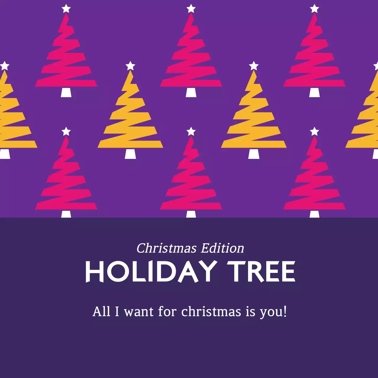 자주 보라 노랑 트리패턴 크리스마스 선물 라벨