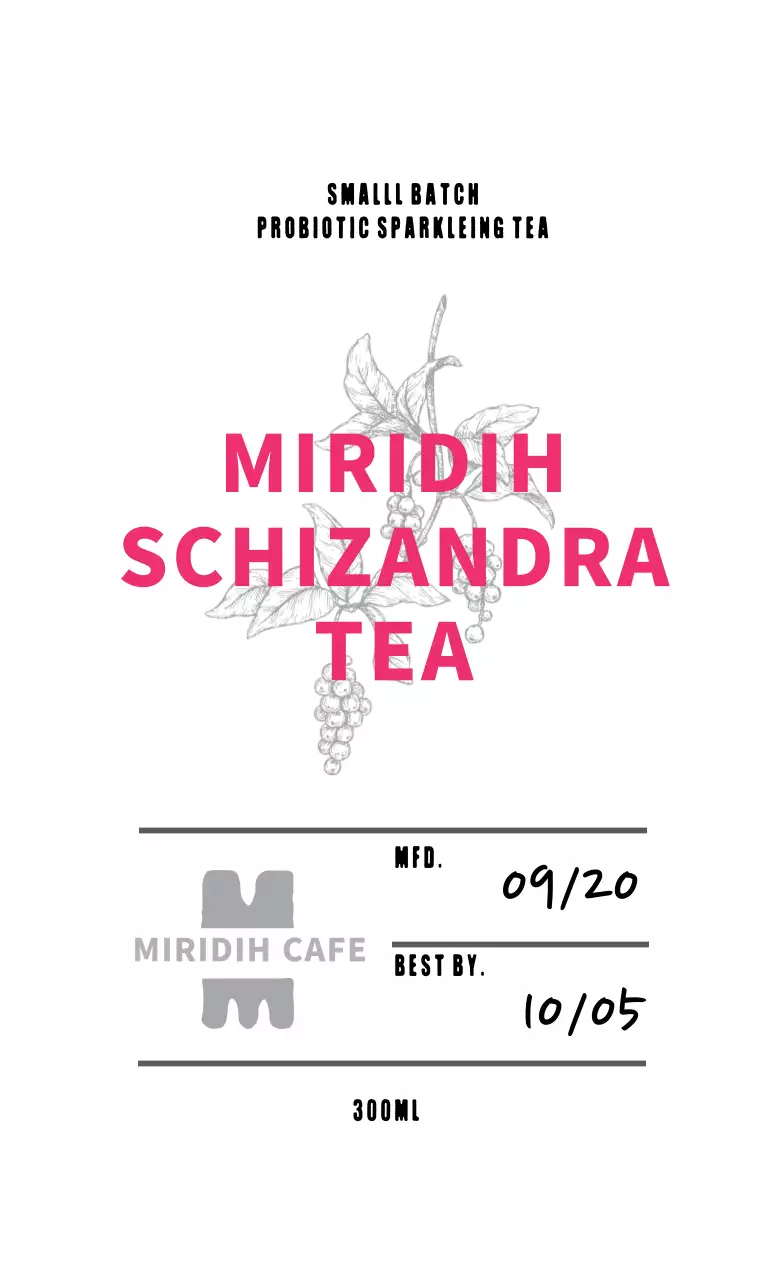 분홍색 일러스트 깔끔한 카페 차 라벨 