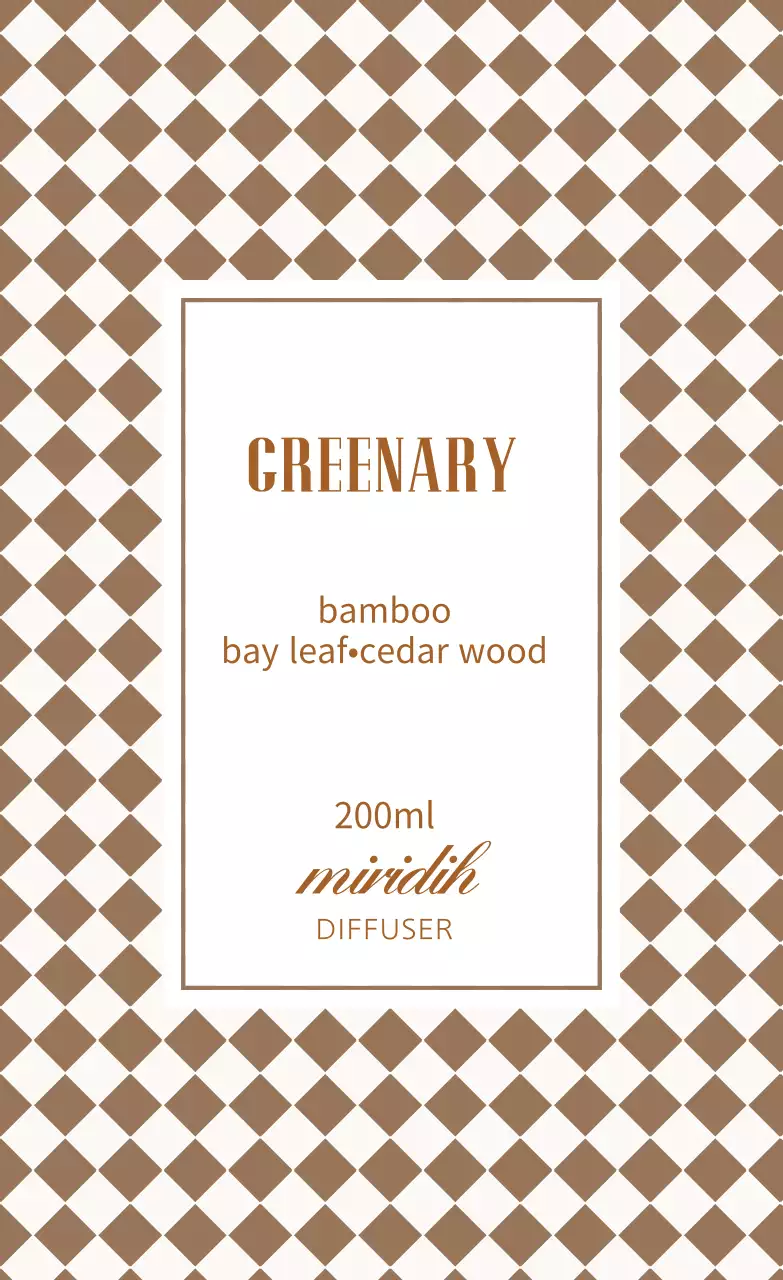 브라운색 체크패턴 디퓨저 라벨