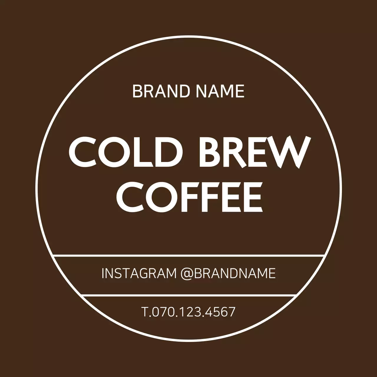갈색 간단 프레임 카페 원형