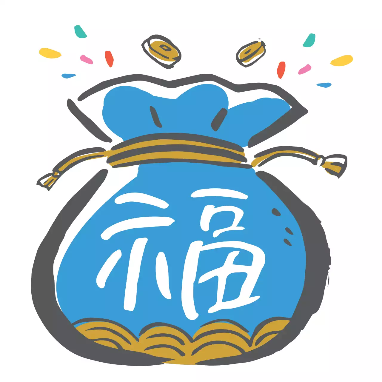 흰색 파란색 복주머니 일러스트 