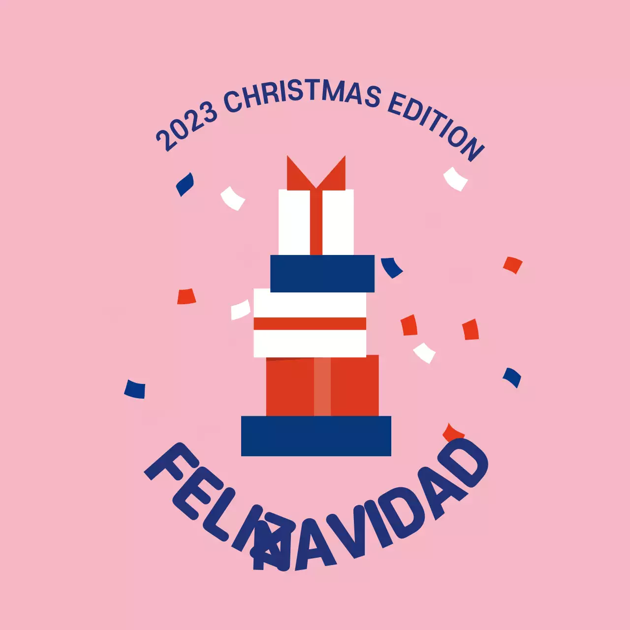파랑 분홍 빨강 일러스트 크리스마스 선물 라벨