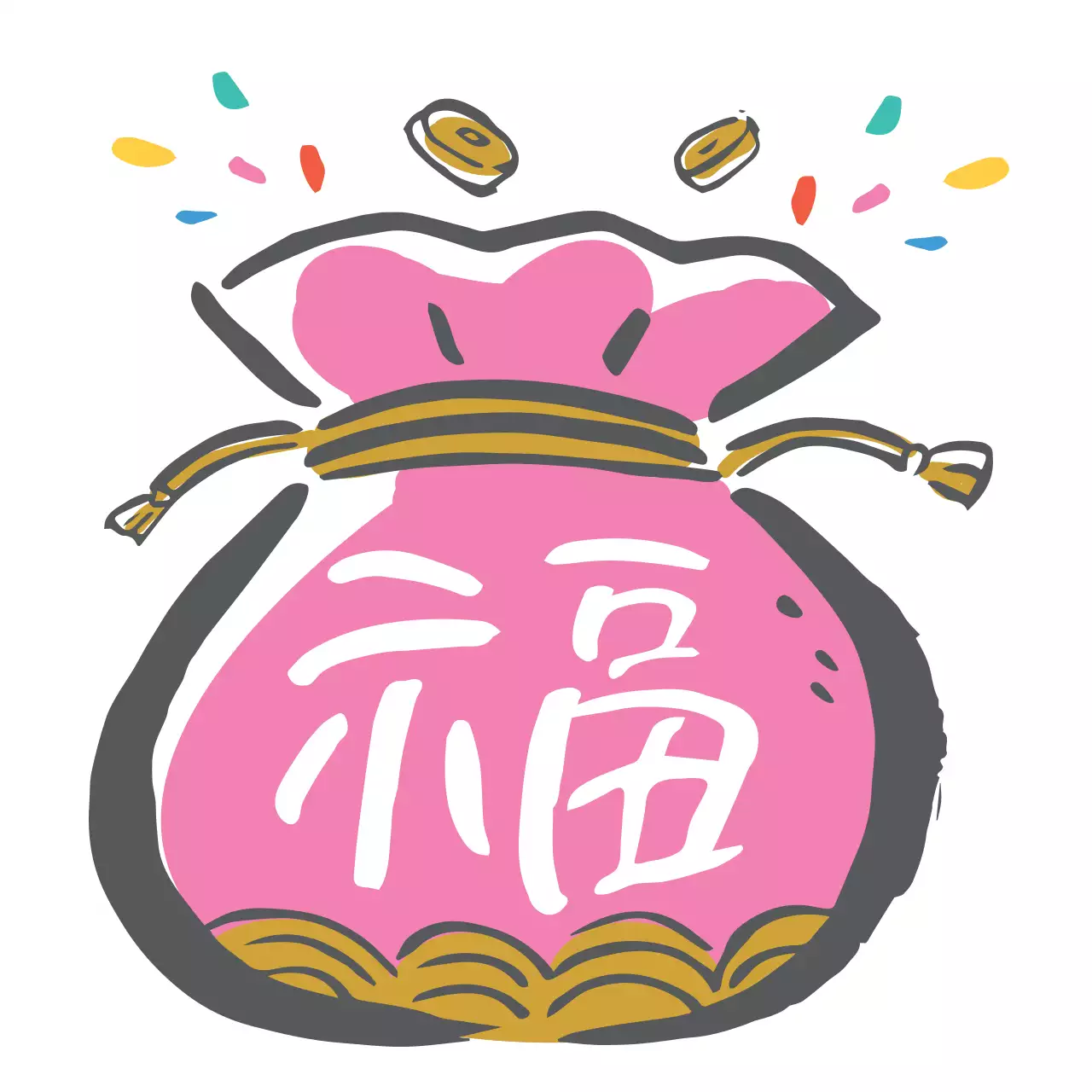 분홍색 복주머니 일러스트 