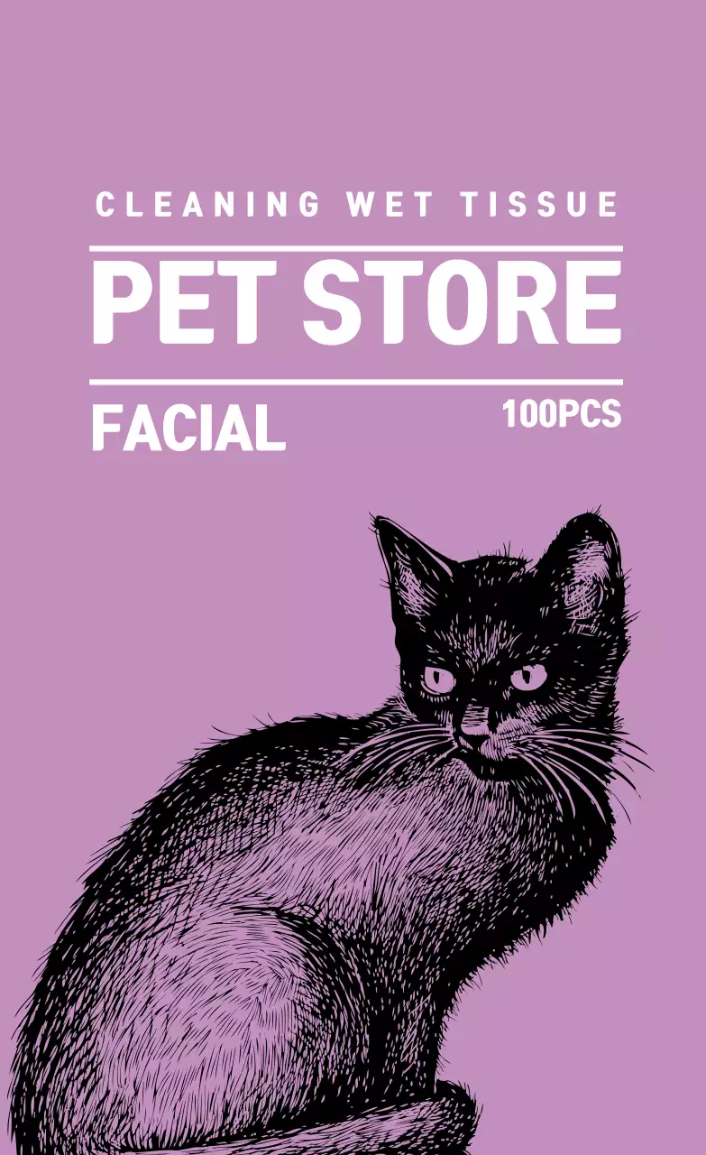 퍼플 일러스트 펫샵 라벨