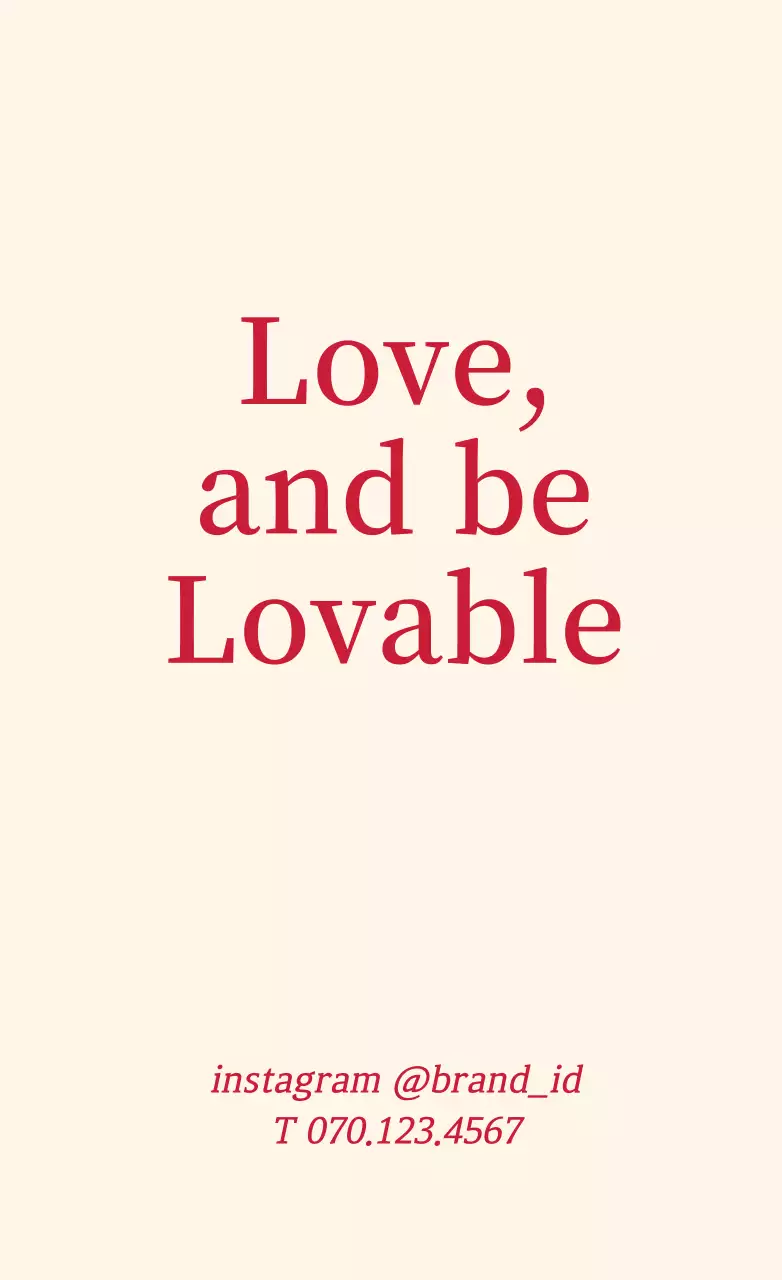 아이보리색과 빨강색의 심플한 단색 브랜드 라벨