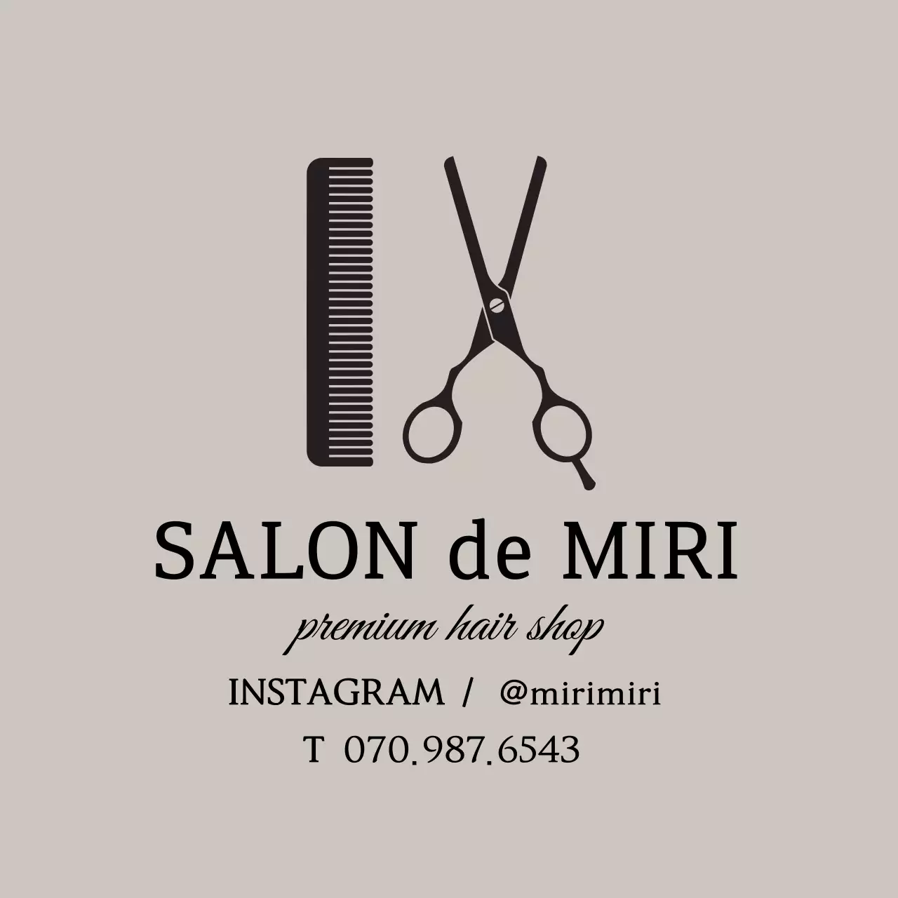 베이지 블랙 일러스트 헤어샵 미용 홍보