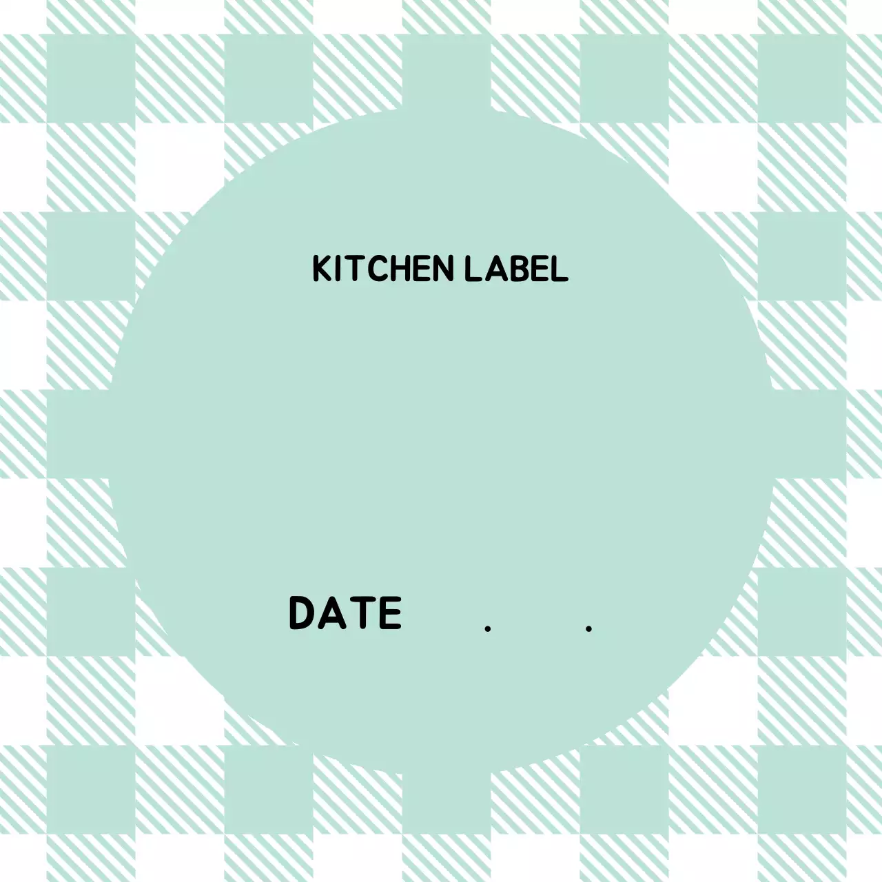 민트 체크무늬 키친 라벨
