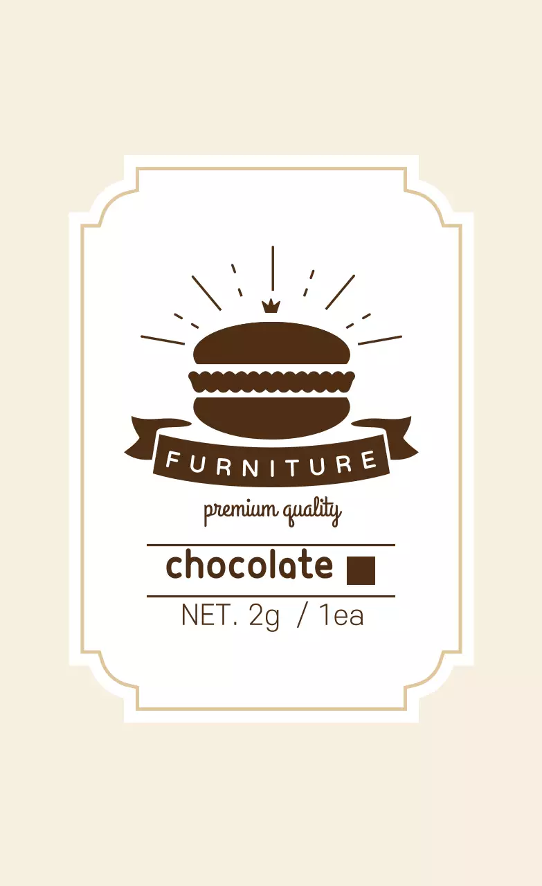 아이보리 갈색 일러스트 마카롱 초콜릿 라벨