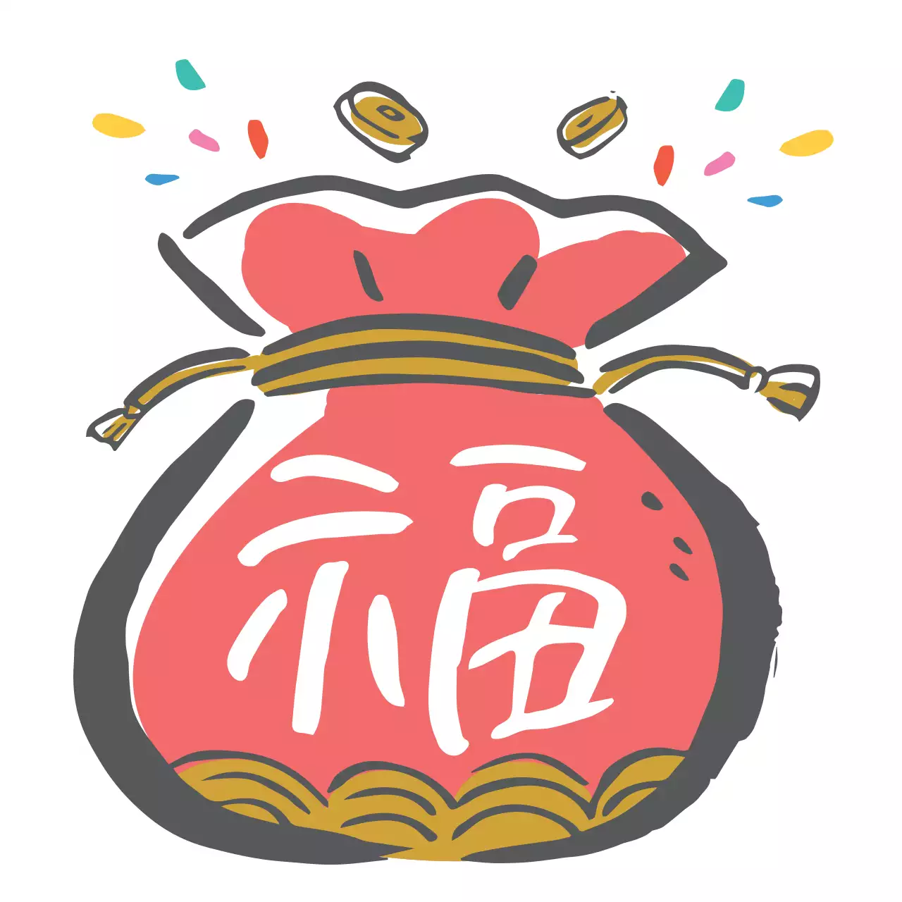 흰색 빨간색 복주머니 일러스트 