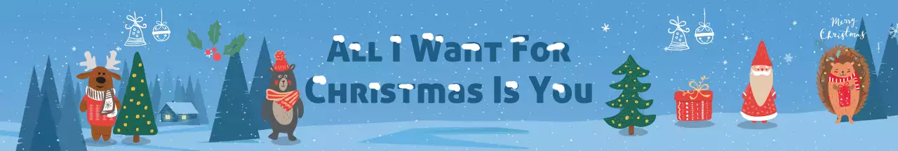 파란색 일러스트 겨울 귀여운 크리스마스