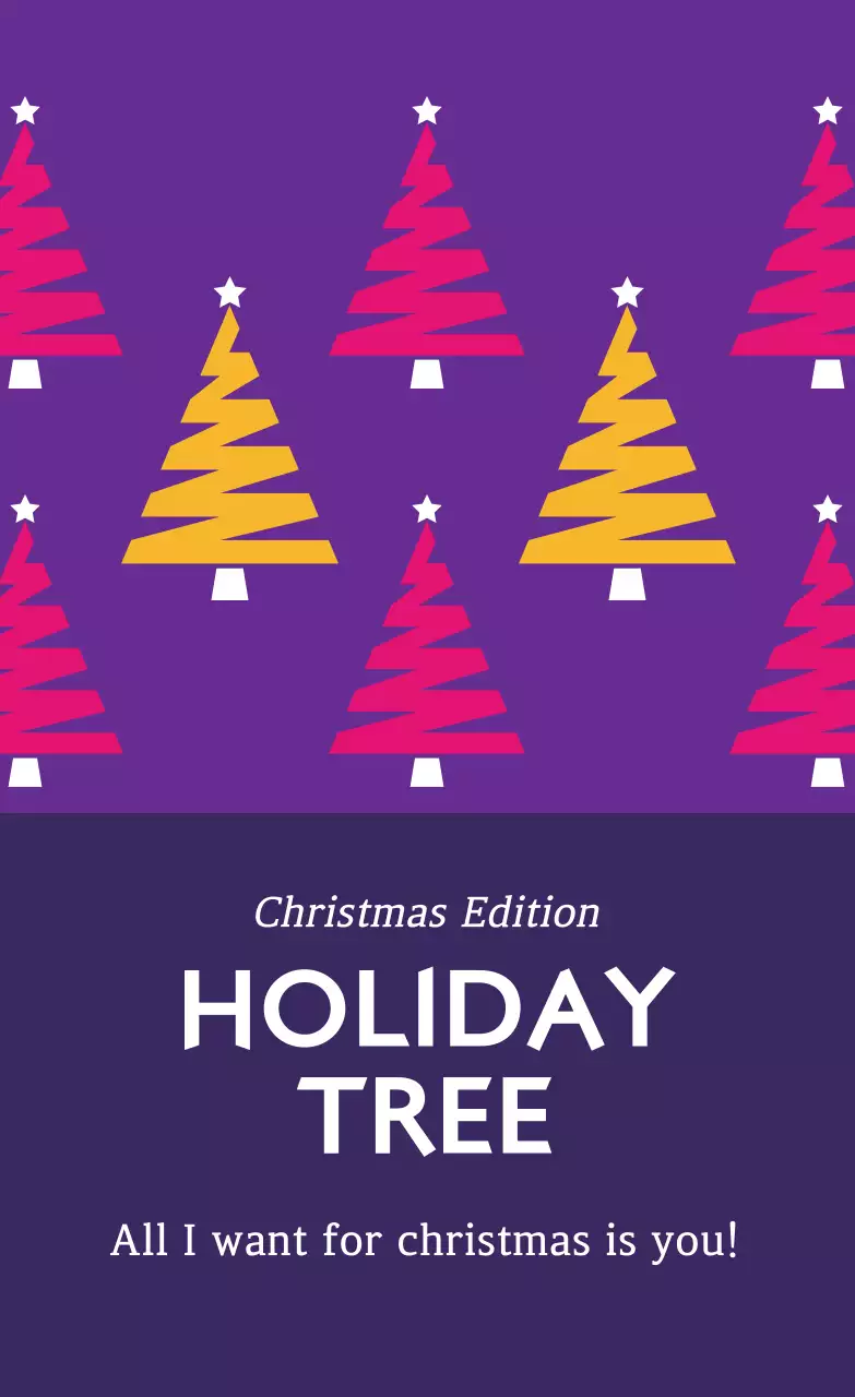 보라 분홍 노랑 트리패턴 크리스마스 선물 라벨