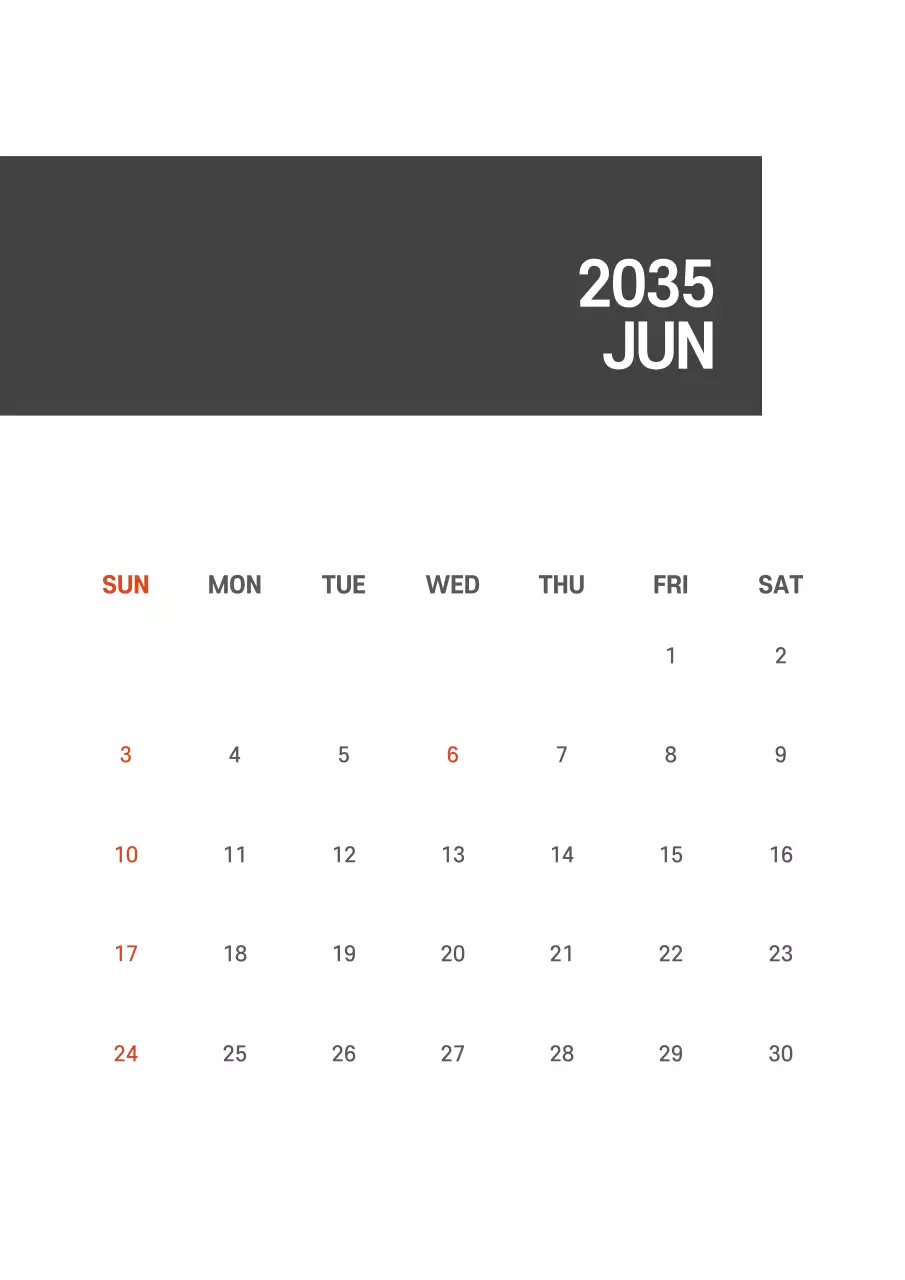 흑백의 심플한 낱장 달력