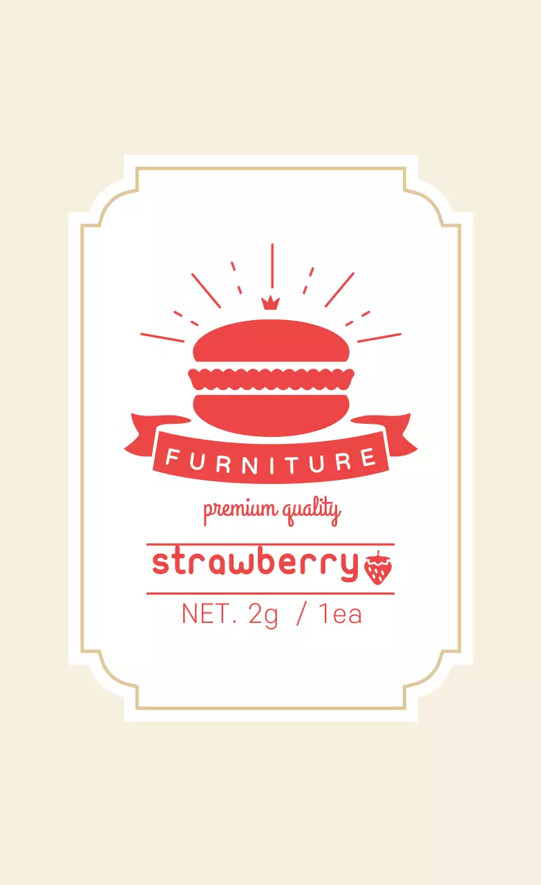 아이보리 빨강 일러스트 마카롱 스트로베리 라벨