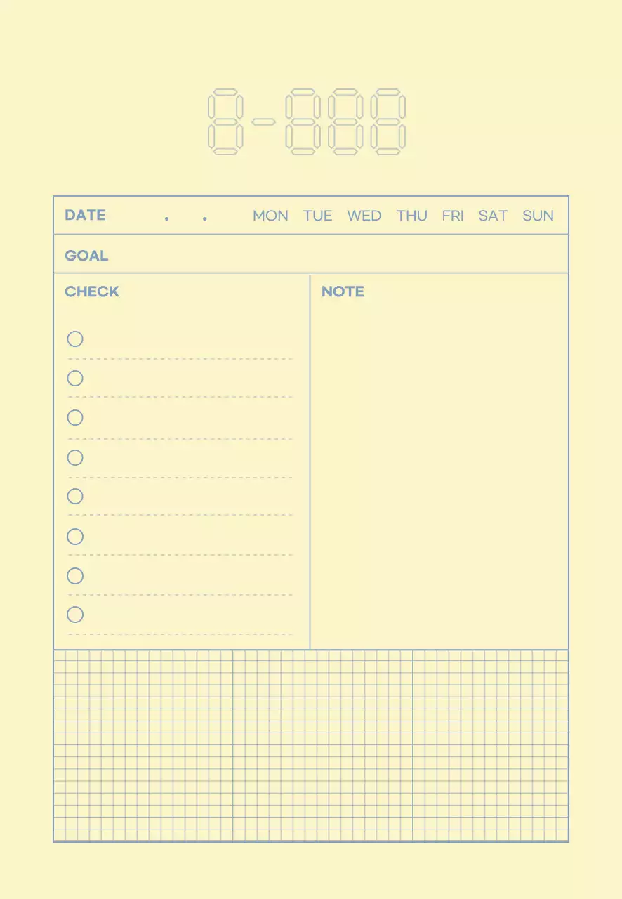 노란색 파란색 라인 심플한 플래너