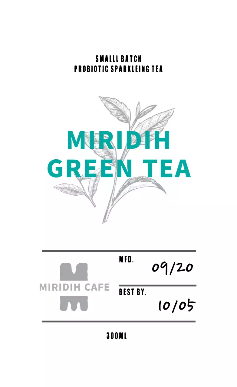 파란색 일러스트 깔끔한 카페 차 녹차 라벨 