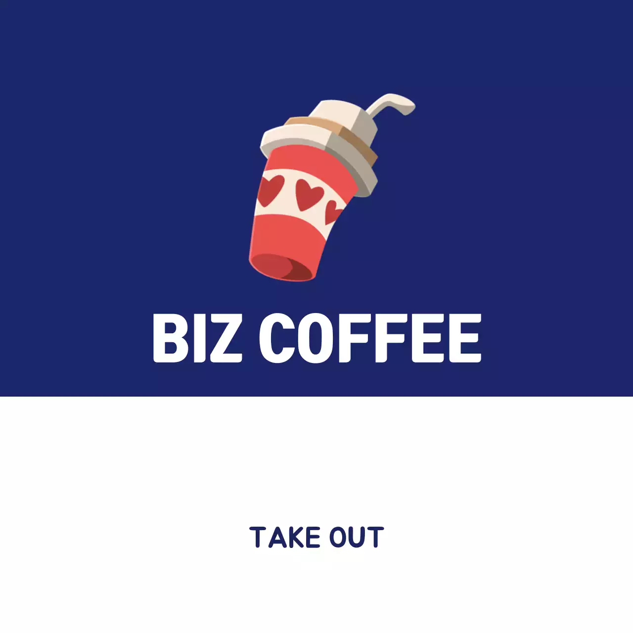 남색 심플 일러스트 카페