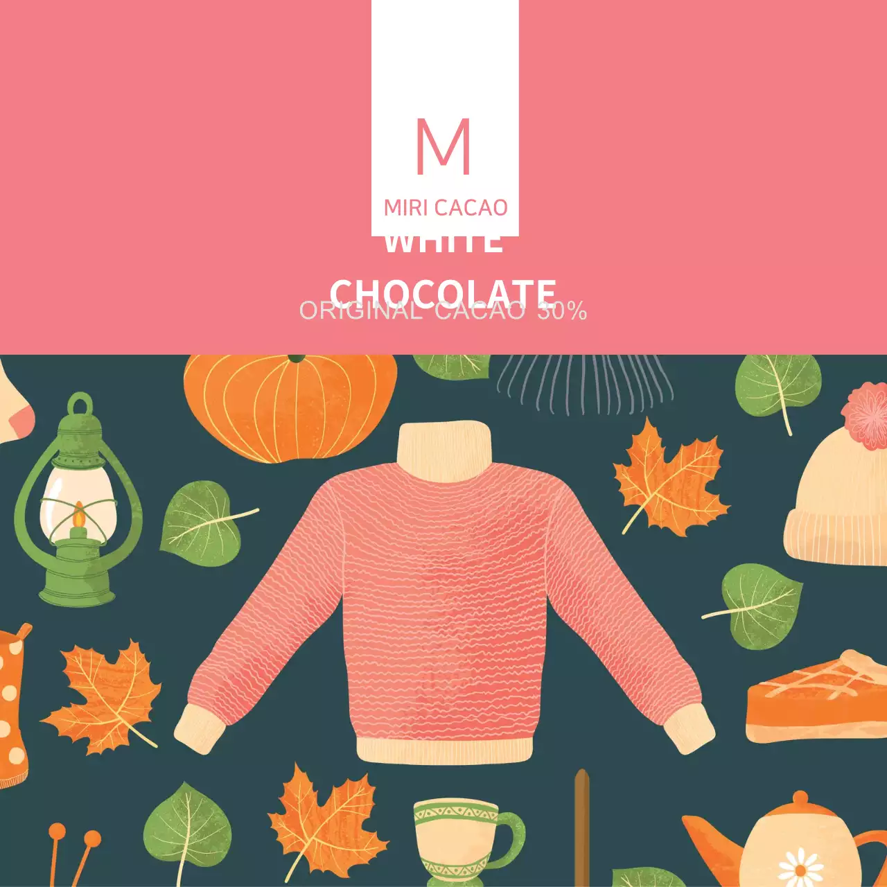 분홍 초록 일러스트 핫초코 티 라벨