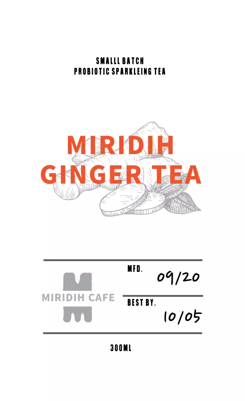 주황색 일러스트 깔끔한 카페 진저 차 라벨 