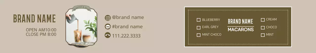 브라운 깔끔한 프레임 카페 라벨