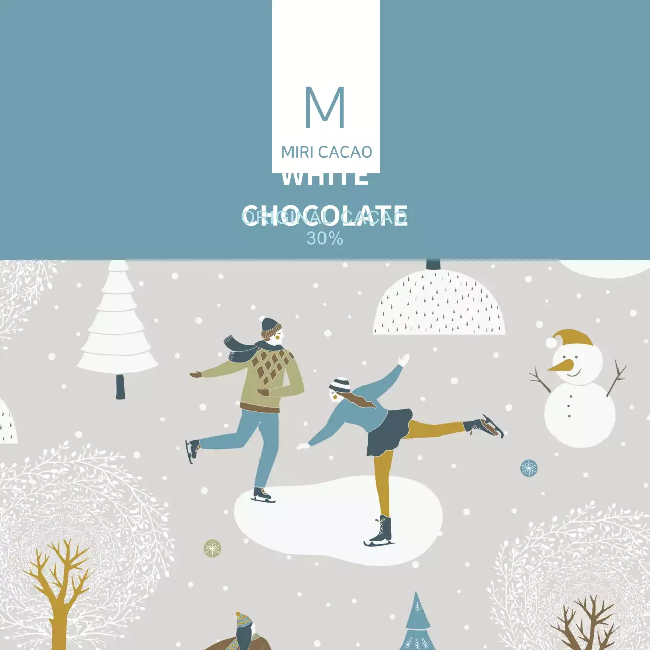 블루 그레이 겨울 일러스트 핫초코 티 라벨