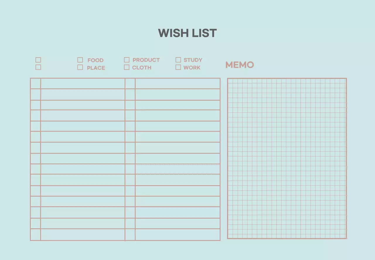 민트색 라인 심플한 위시리스트