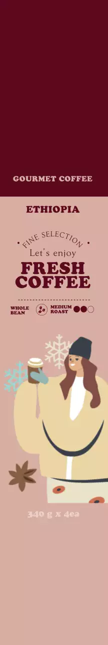 핑크 따뜻한 일러스트 커피 원두