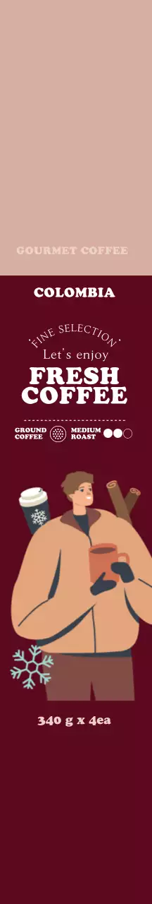 핑크 브라운 따뜻한 일러스트 커피 원두