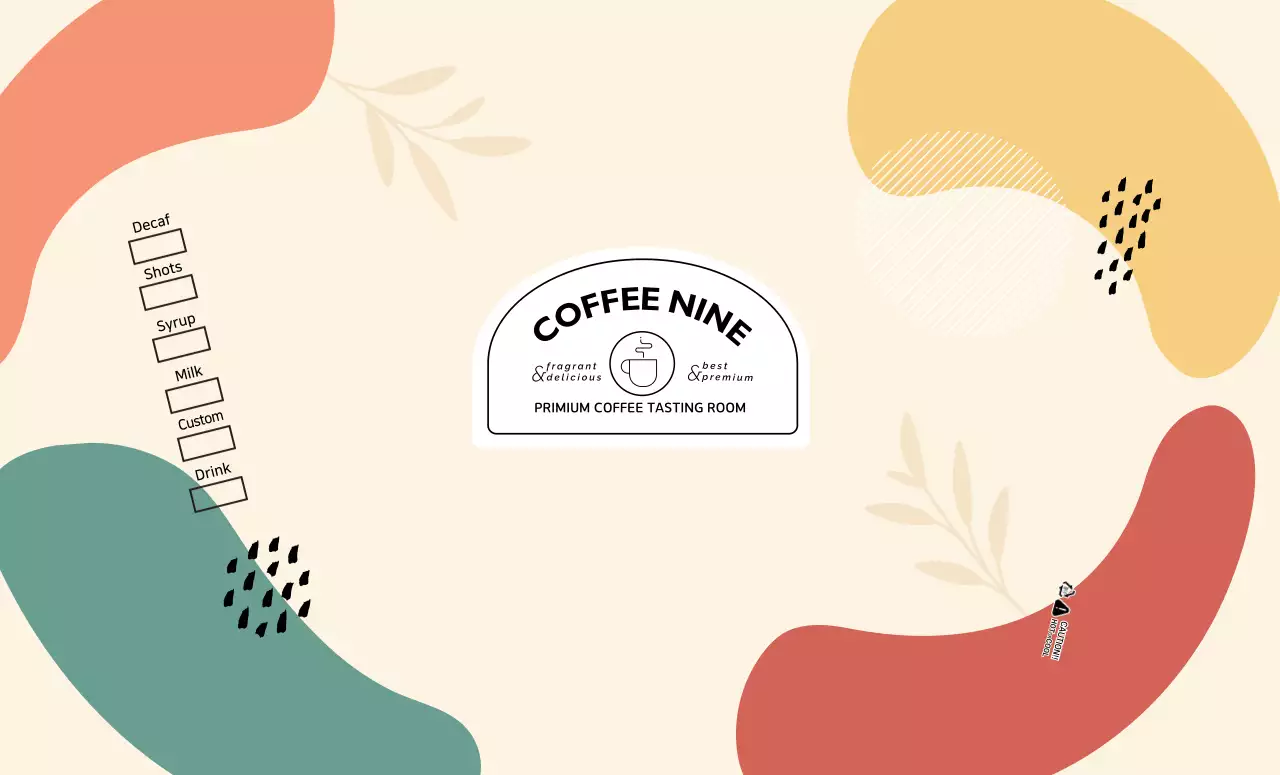 베이지 컬러풀한 도형패턴 카페