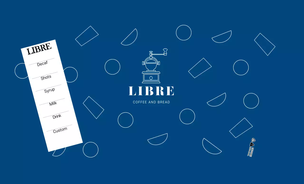 파란색 도형패턴 모던한 카페용 종이컵