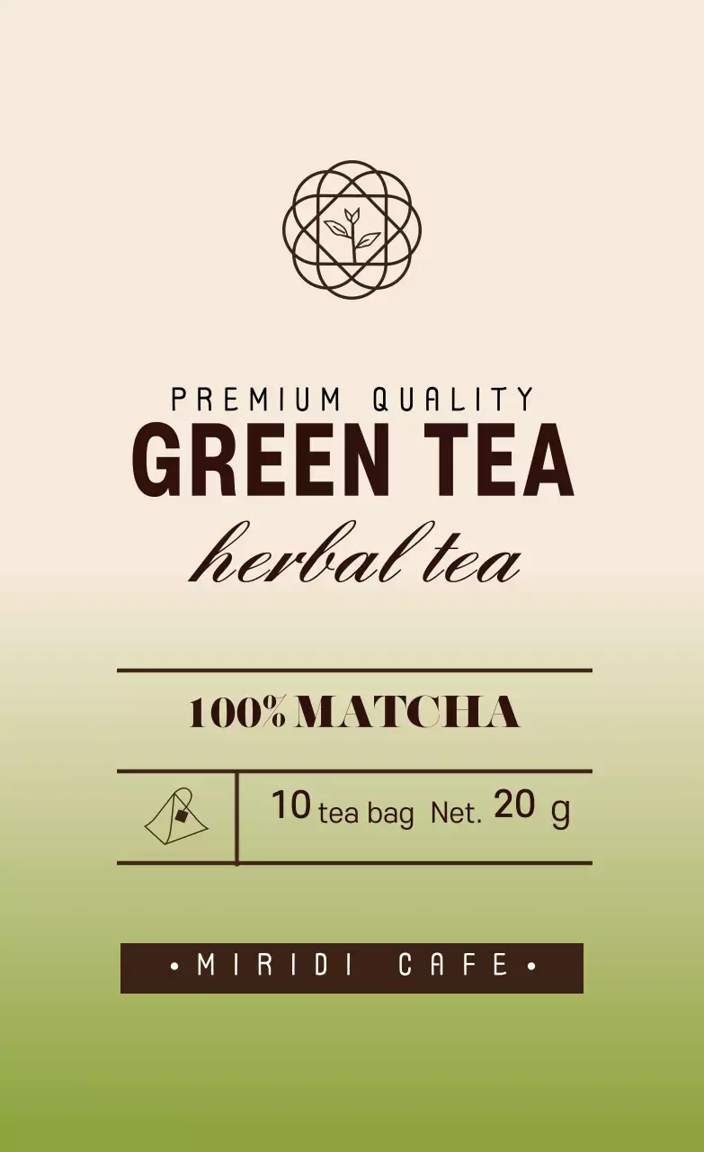 연두 아이보리 일러스트 카페 그린티 라벨 